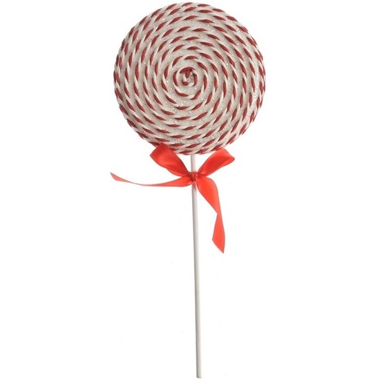 1x Wit/rode lolly kerstversiering hangdecoratie 36 cm -