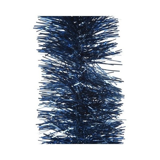 Donkerblauwe kerstslingers 10 cm breed x 270 cm kerstversiering -