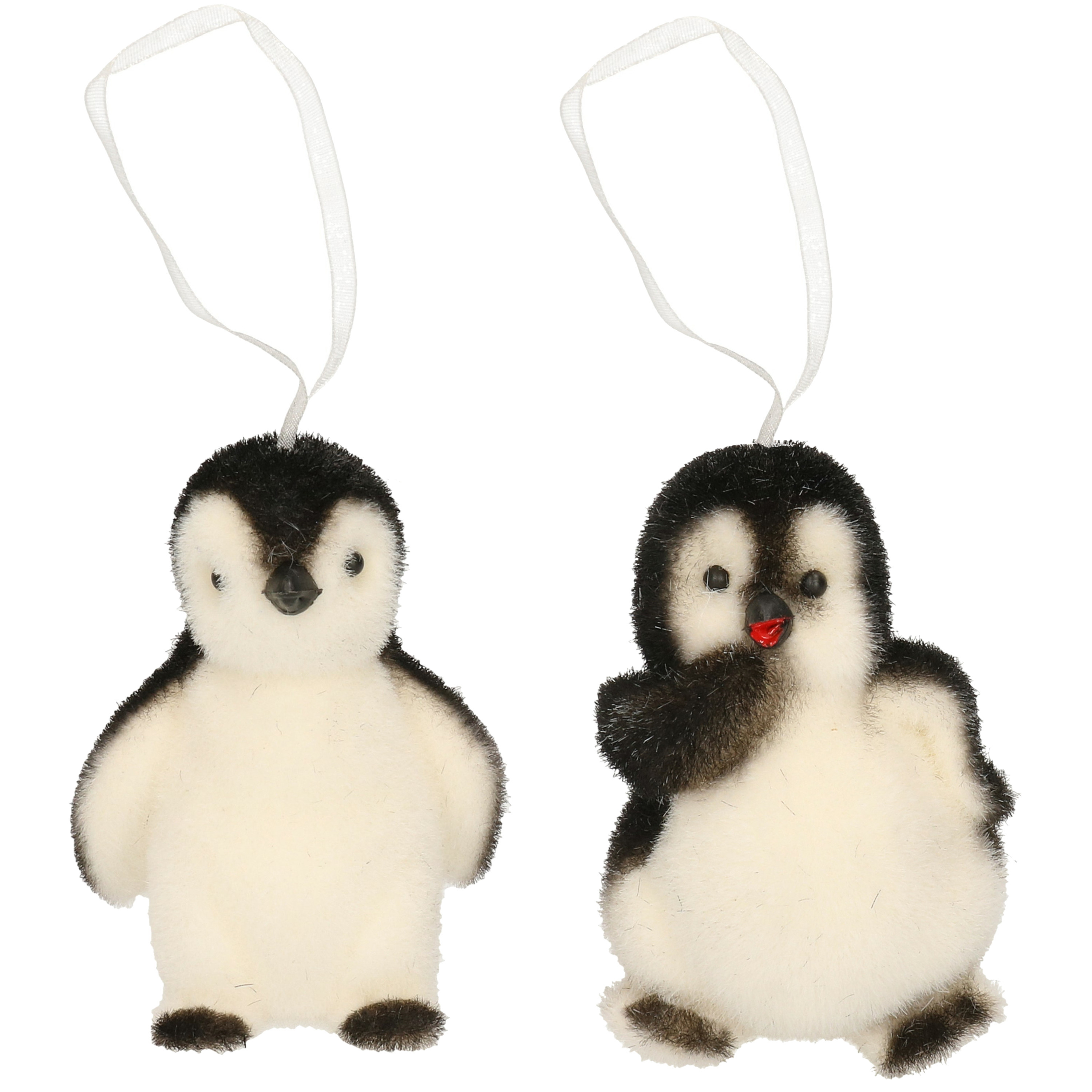 2x Kersthangers figuurtjes pinguin 9 cm -