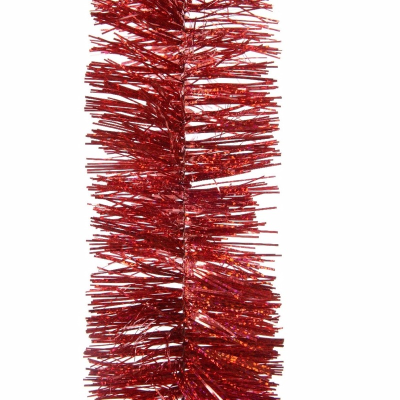 3x Kerstboom glitter folie slinger rood 270 cm -