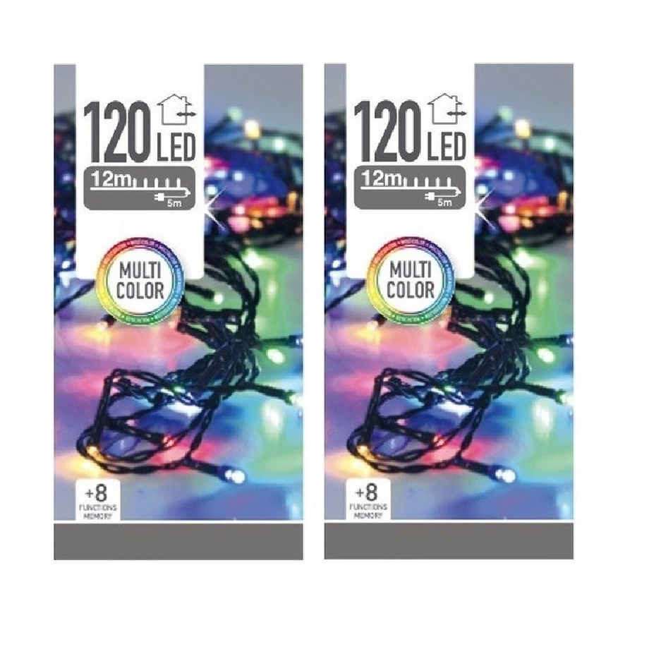 2x stuks kerstverlichting gekleurd buiten 120 lampjes -