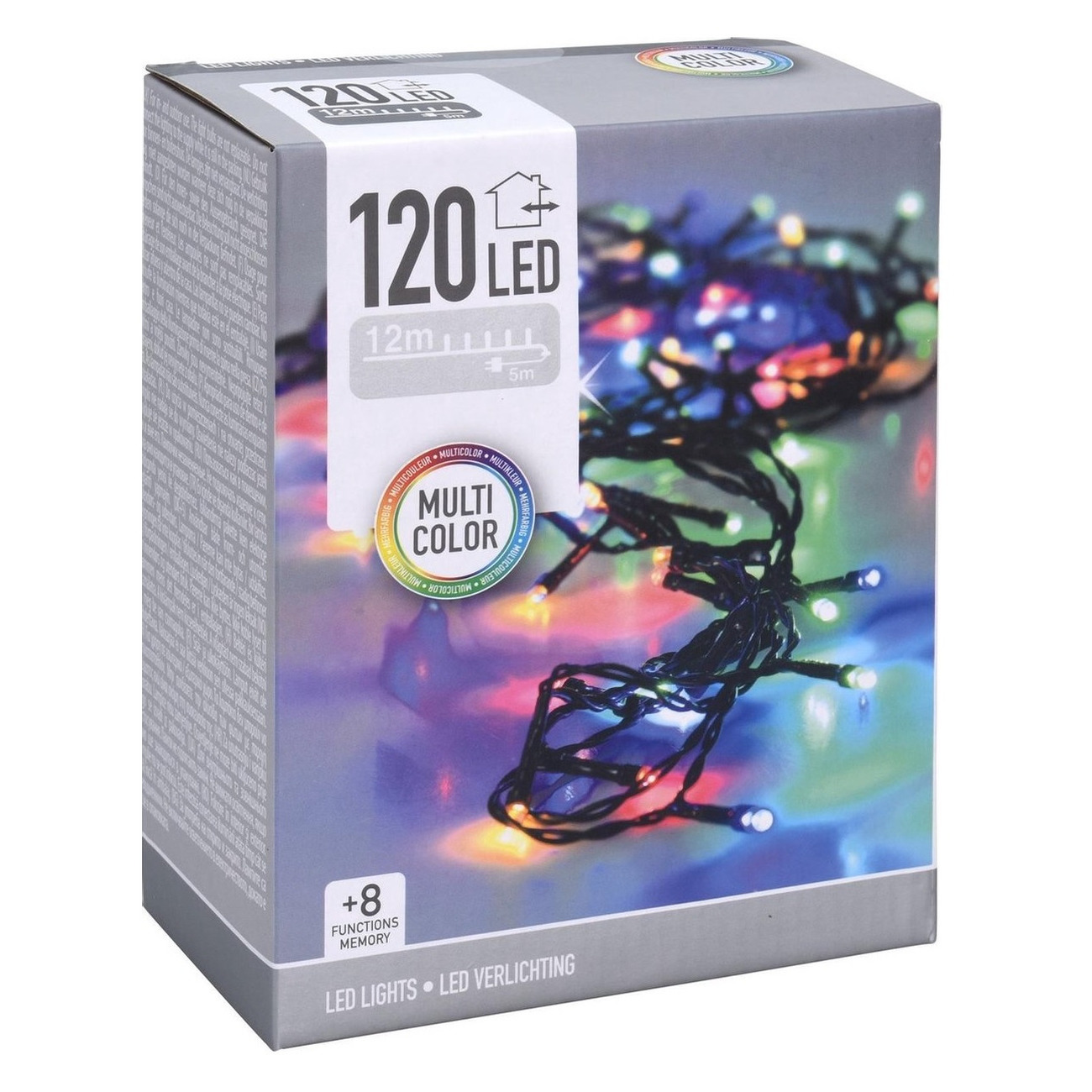 Kerstboomverlichting - gekleurd - 120 LED lampjes - 12 m -