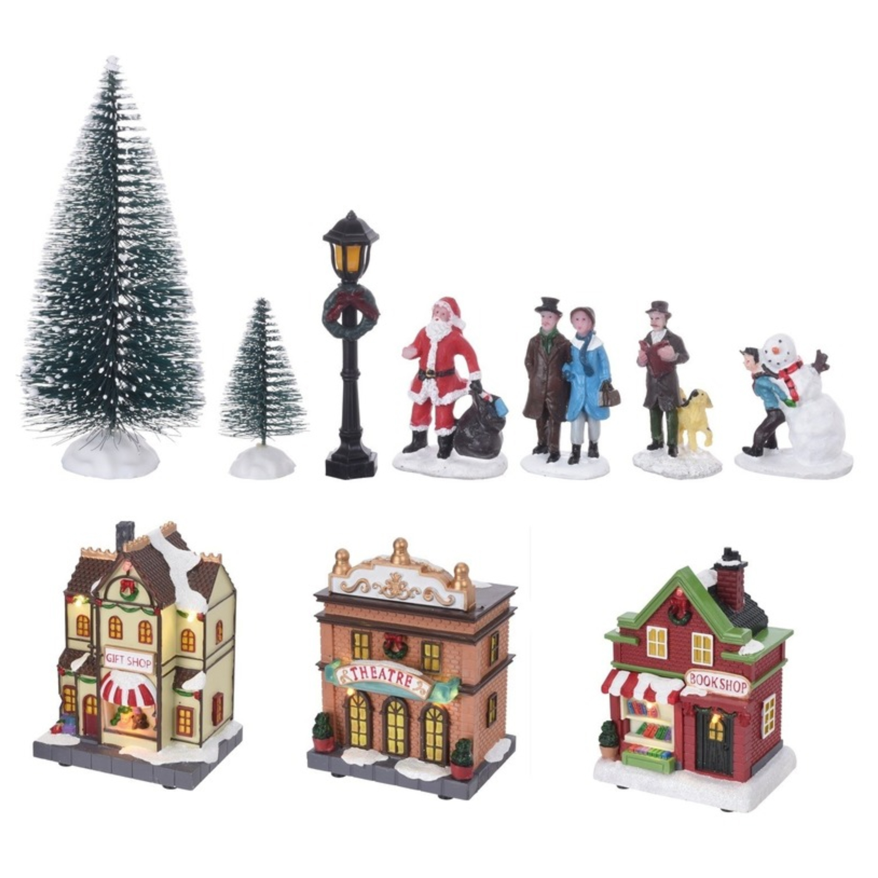 Kerstdorp kersthuisjes en accessoires set 17dlg met LED -
