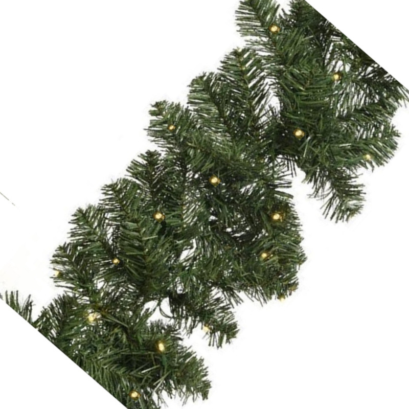 Groene dennen guirlande/dennenslinger inclusief warm witte verlichting -