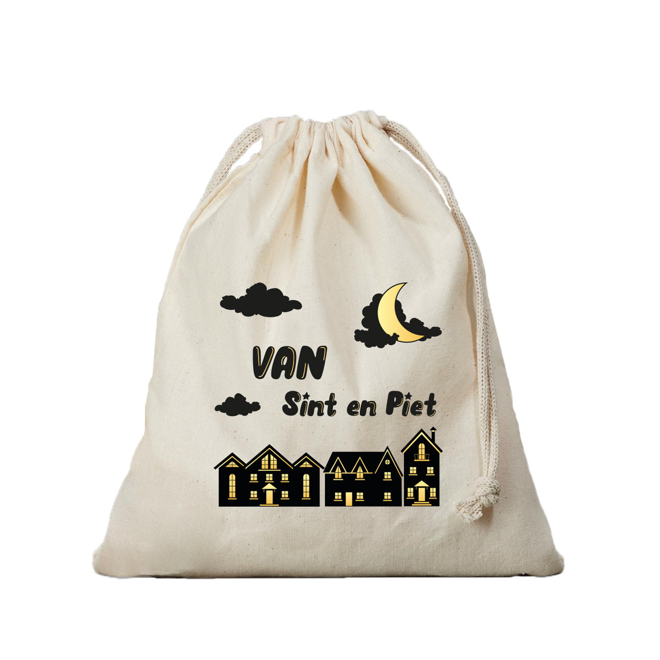 1x Sint en Piet cadeauzak met koord voor Sinterklaas / pakjesavond 25 x 30 cm -