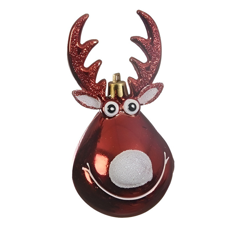 1x Kerstbal - figuurtjes - rendier - Rudolph - kerst rood - 11 cm -