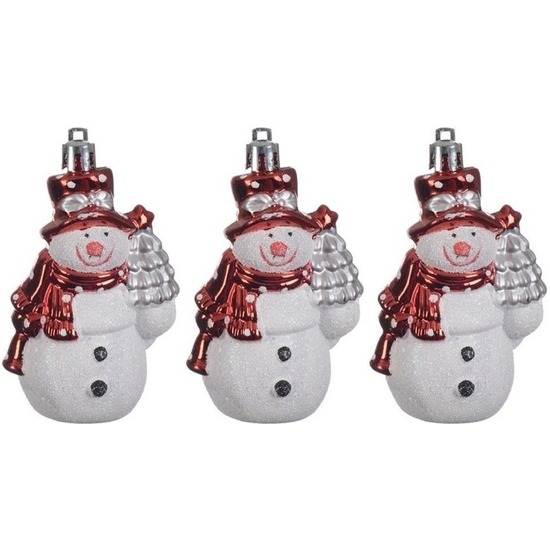 6x Kersthangers figuurtjes sneeuwpop 8 cm -