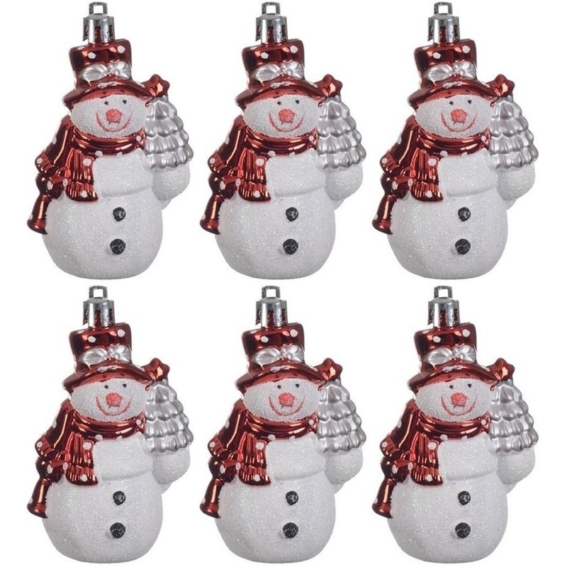 8x Kersthangers figuurtjes sneeuwpop 8 cm -