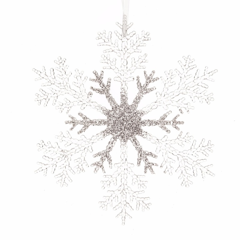 3x Kerstboom decoratie sneeuwvlok 21 cm transparant/zilver -