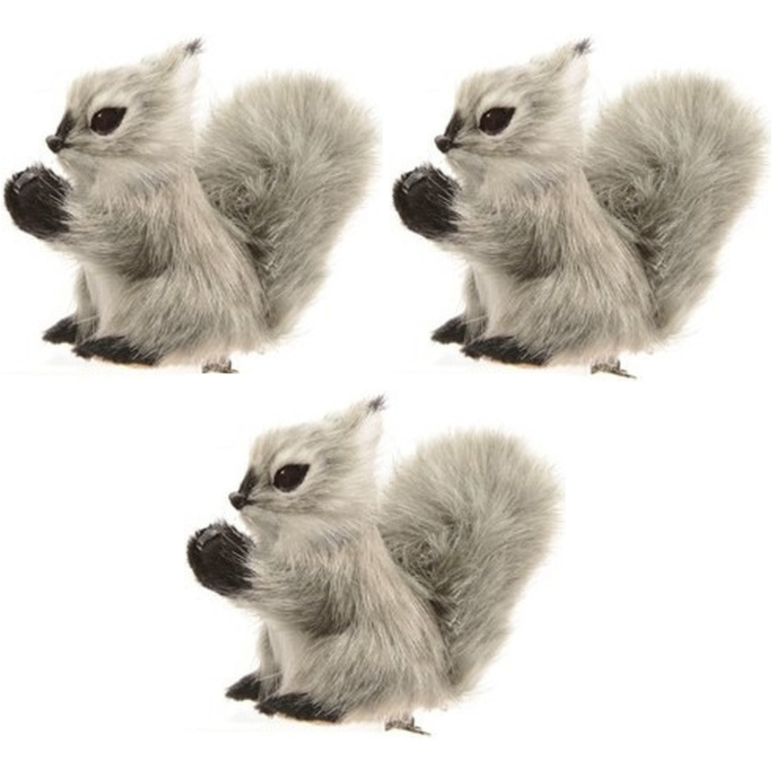 3x Grijze eekhoorns kerstversiering clip decoratie 8 cm -