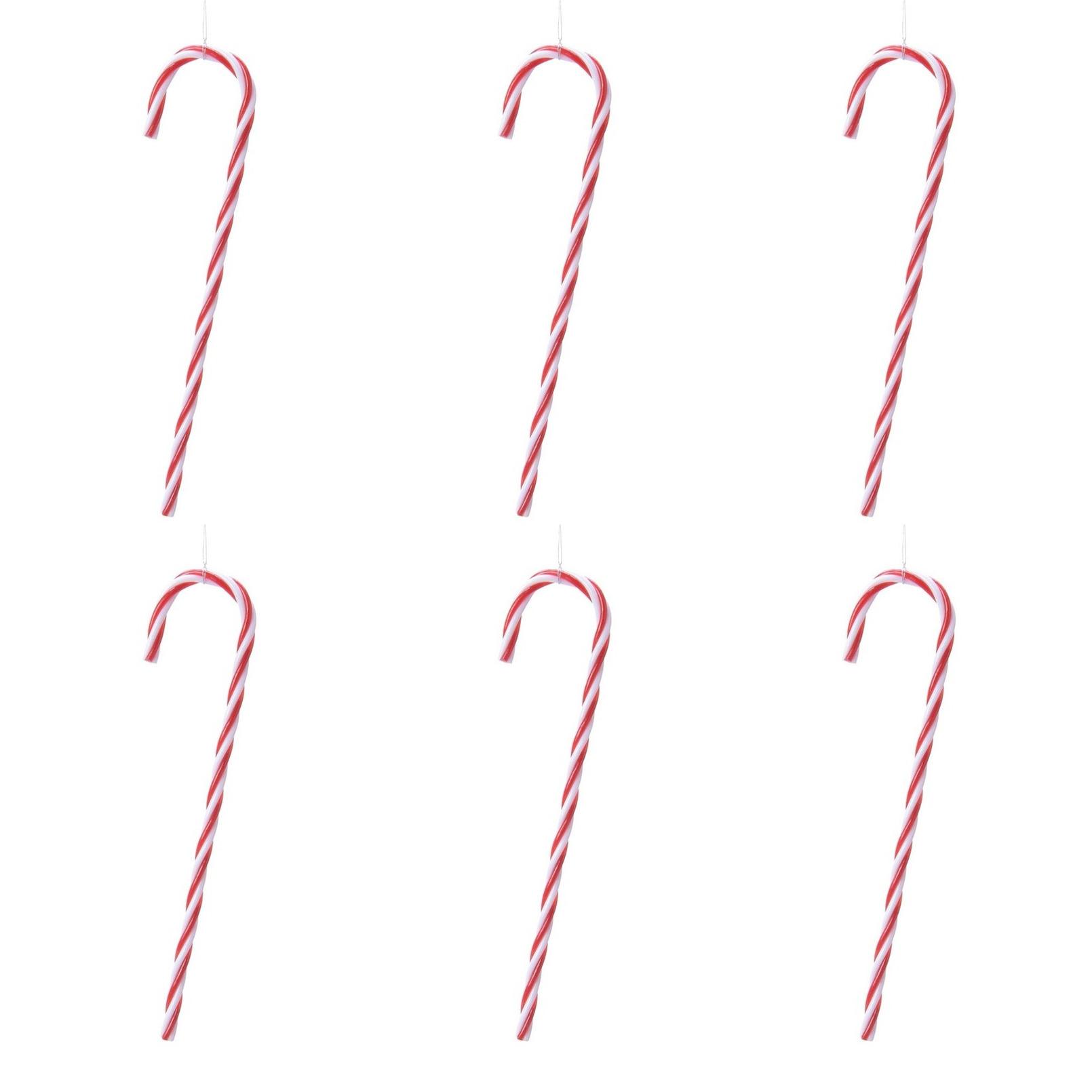 6x Kerstboomhangers zuurstokken 13 cm -