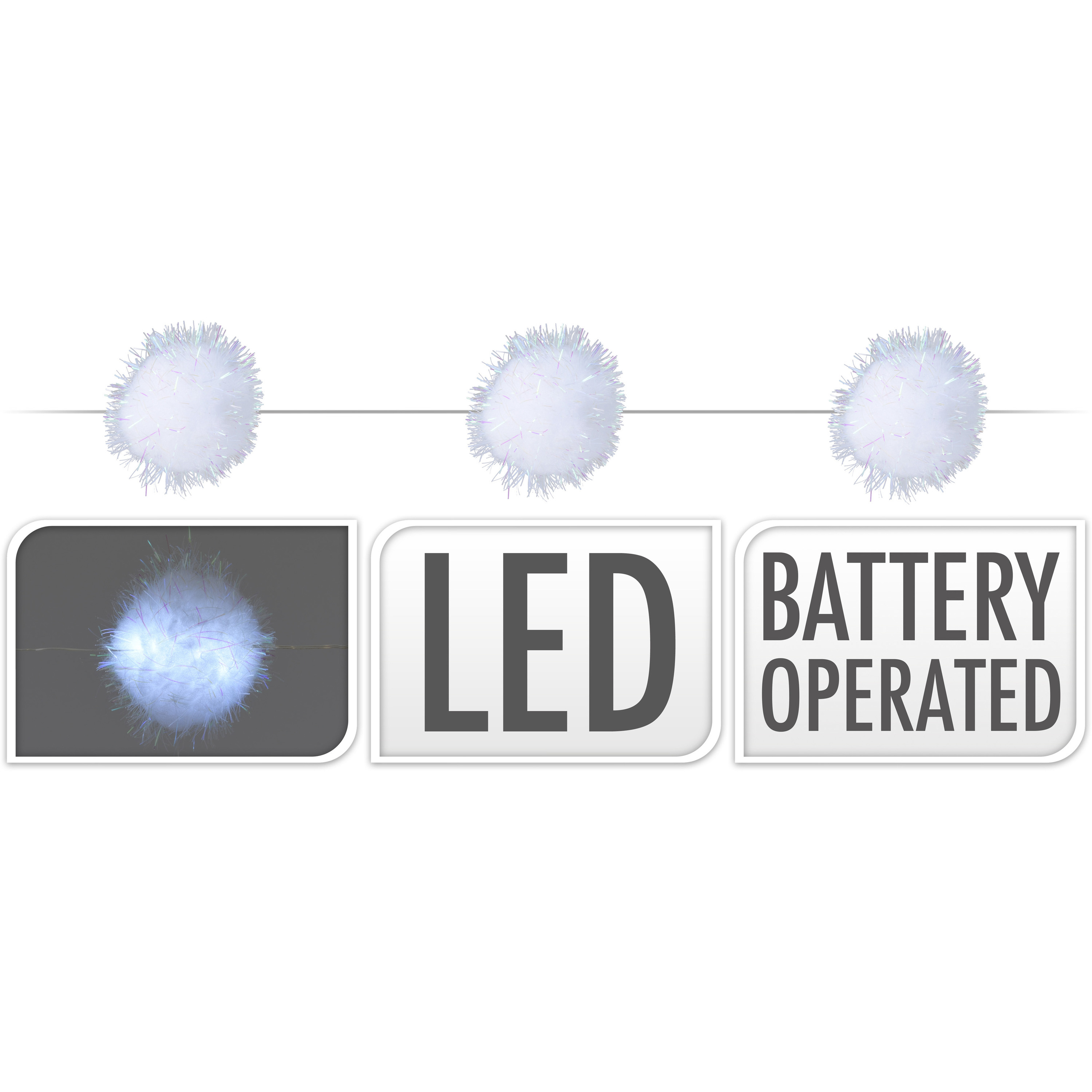 1x LED lichtsnoeren met 20 sneeuwballen lampjes van 5 cm op batterijen -