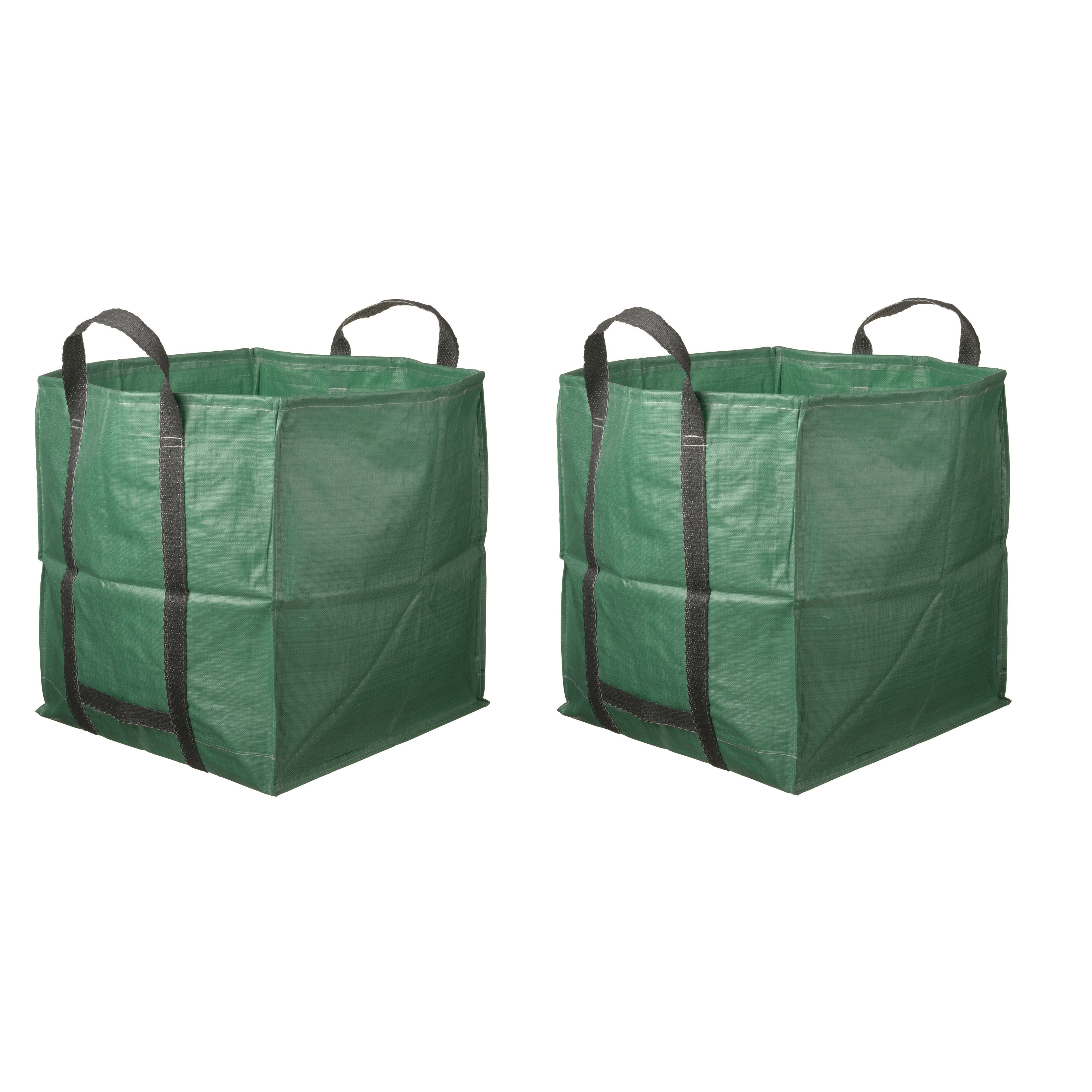 4x Groene vierkante tuinafvalzakken opvouwbaar 324 liter -