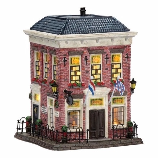 Dickensville Kerstdorp huis - Sneek Weduwe Joustra - met licht - 13,9 x 14,5 x 18,4 cm -