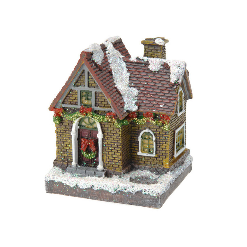 1x Kersthuisjes/kerstdorpje met color change verlichting 13 cm type 3 -