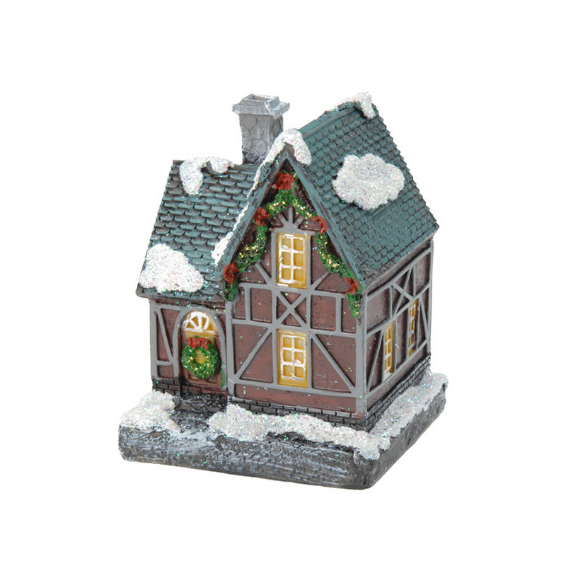 1x Kersthuisjes/kerstdorpje met color change verlichting 13 cm type 1 -
