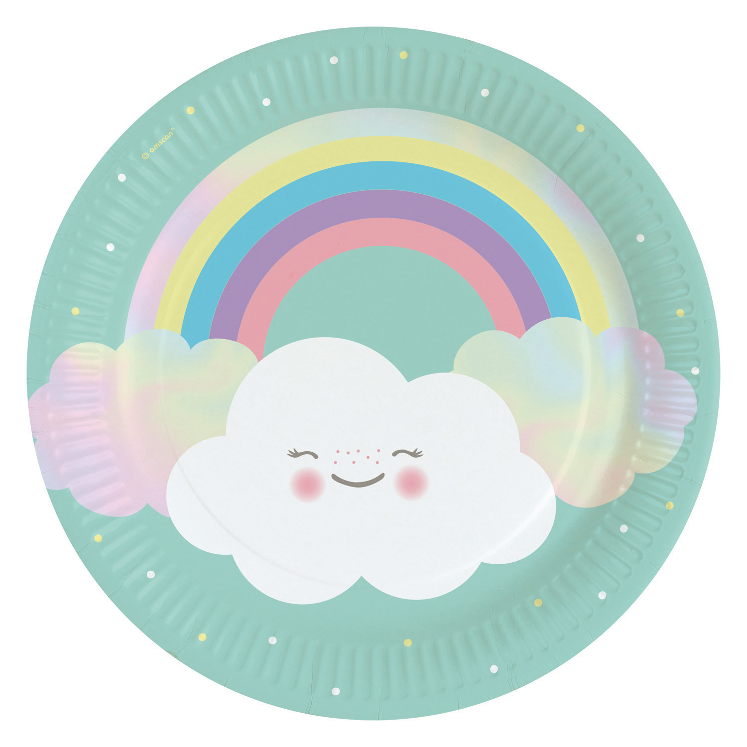 Feestbordjes geboorte thema met wolken print - 8x stuks - karton - Dia 23 cm - wegwerp -