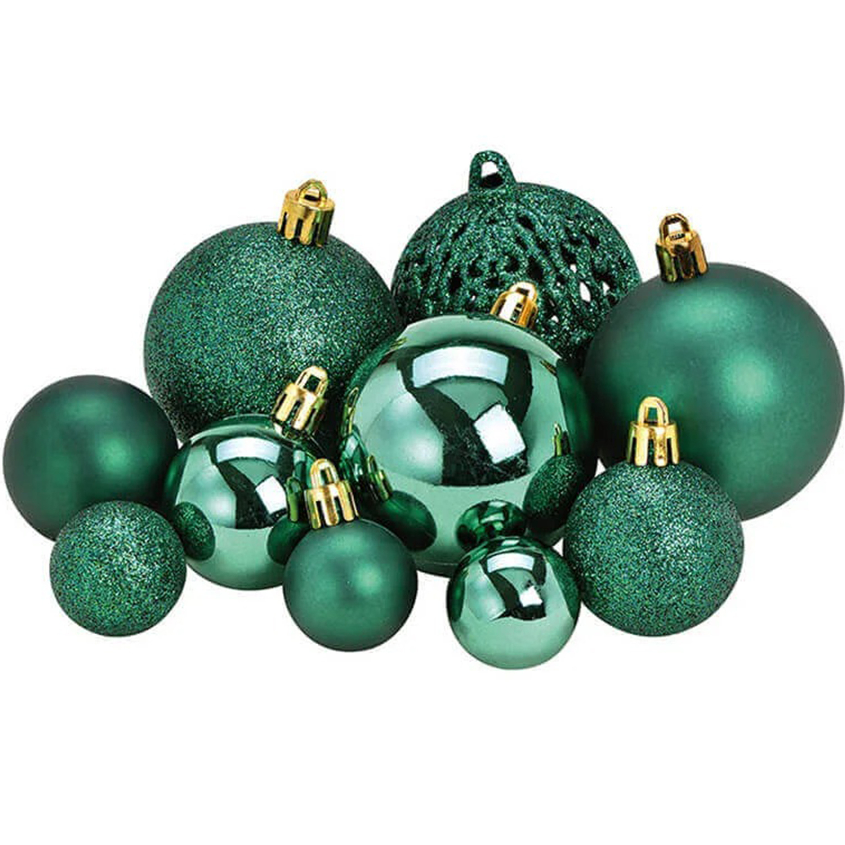 100x Kerstballen - kunststof - emerald groen - 3/4/6 cm -
