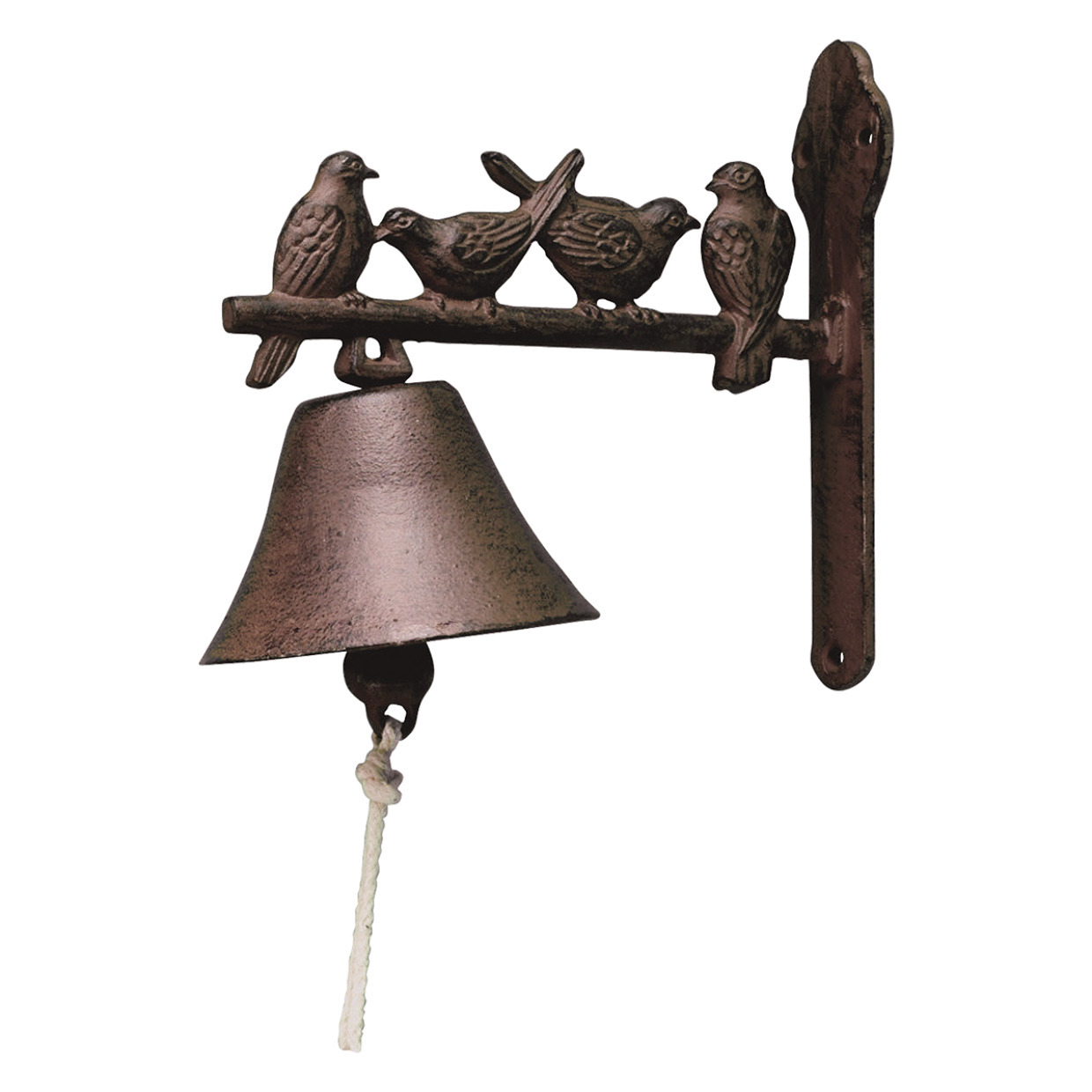Klassieke deurbel bruin gietijzer met vogels 19 cm -