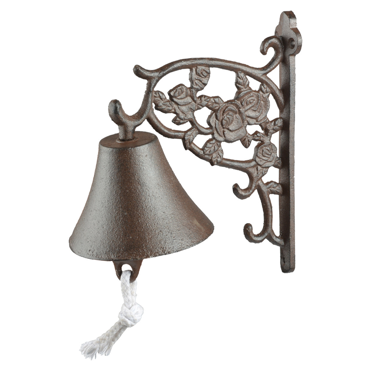 Klassieke deurbel bruin gietijzer met rozen 19 cm -