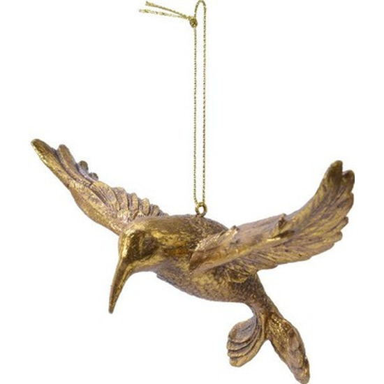 1x Kerstboomhangers gouden kolibrie vogels 13 cm kerstversiering -
