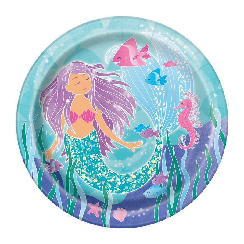 16x Zeemeermin/oceaan themafeest bordjes 23 cm -