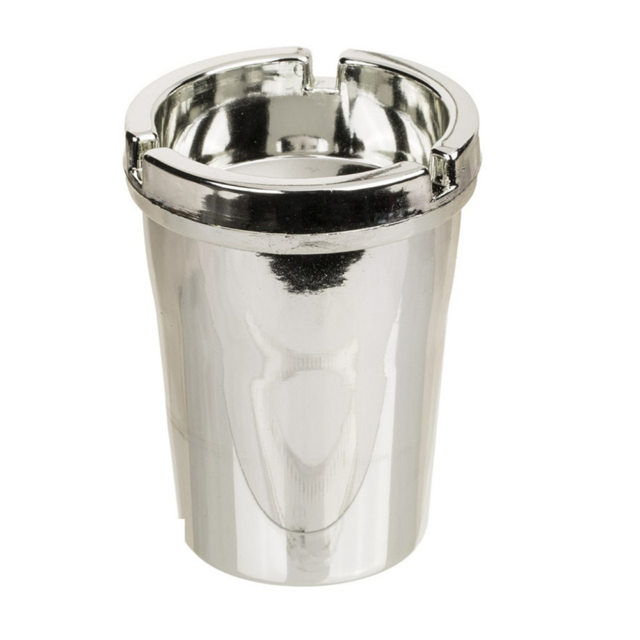 Auto asbak zilver/chroom 11 x 8 cm -