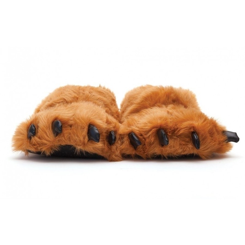 Dierenpoot pantoffels/sloffen beer voor volwassenen bruin 45/47 45/47 -