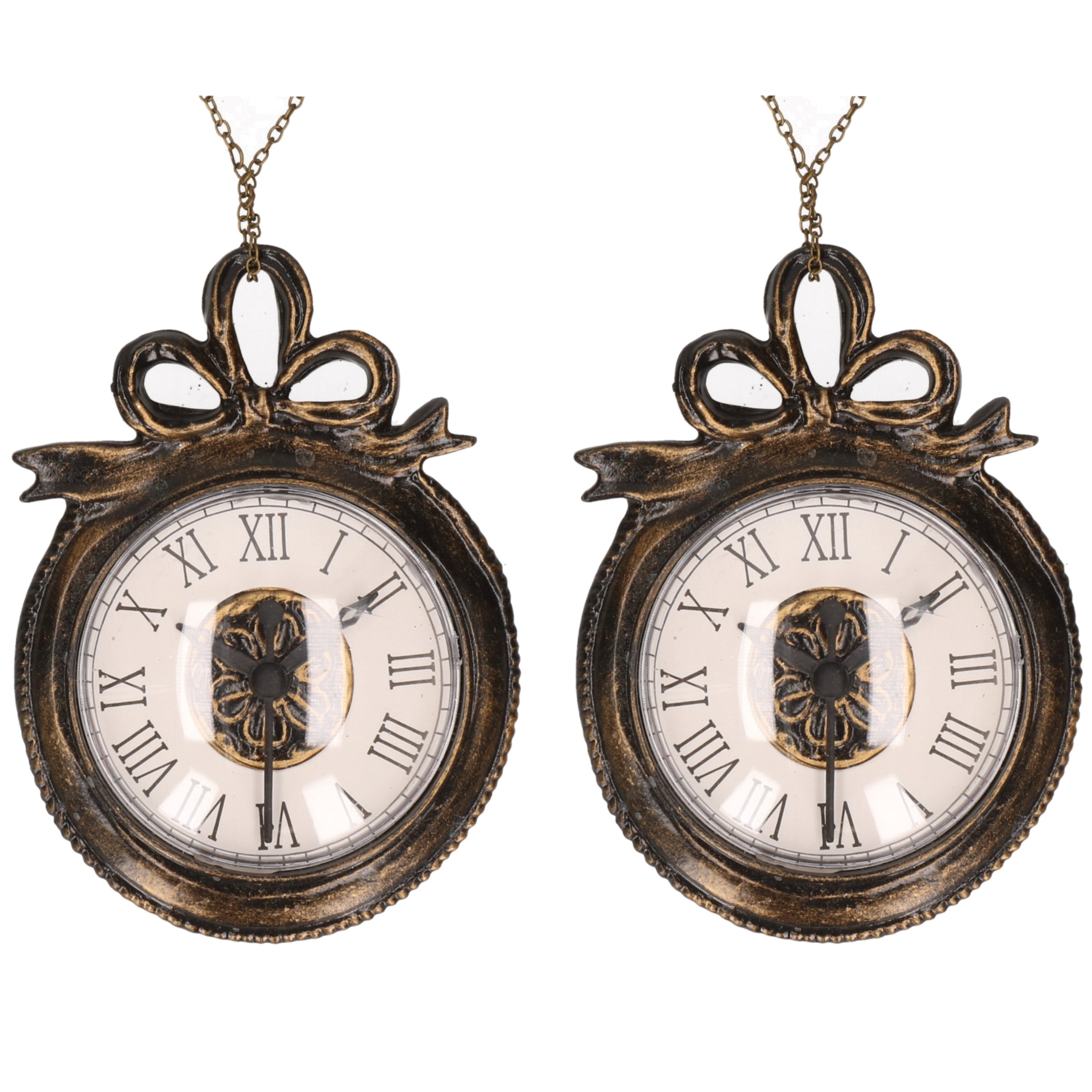 Kersthanger - 2x - klok - messing goud - 13 cm - kerstversiering figuurtjes - kersornament -