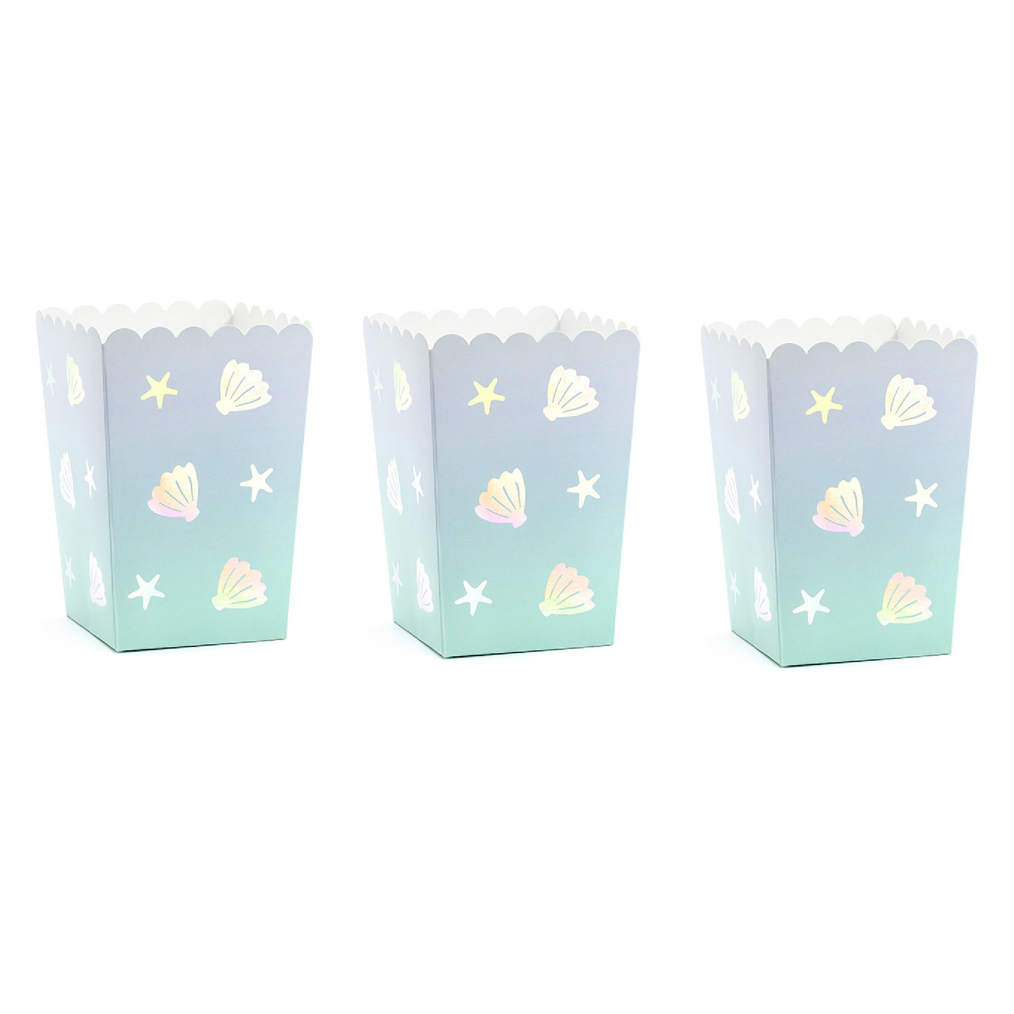 12x Popcorn bakjes zeemeermin/oceaan thema 12,5 cm -