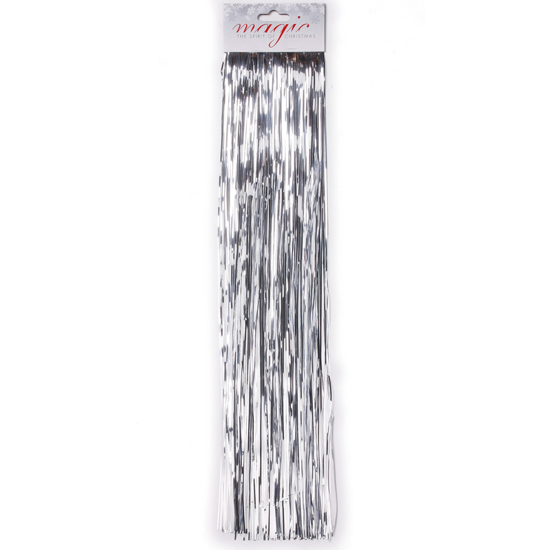 Set van 8x stuks zilveren lametta engelenhaar 50 cm kerstboomversiering -