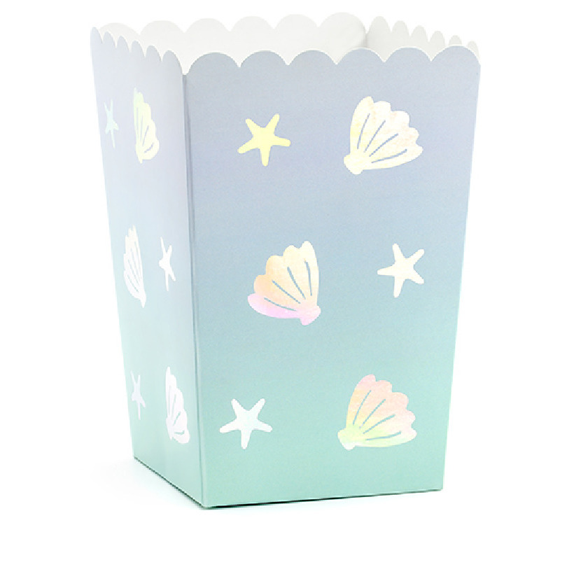 Popcorn bakjes zeemeermin/oceaan thema 12,5 cm - Setje van 6x stuks -