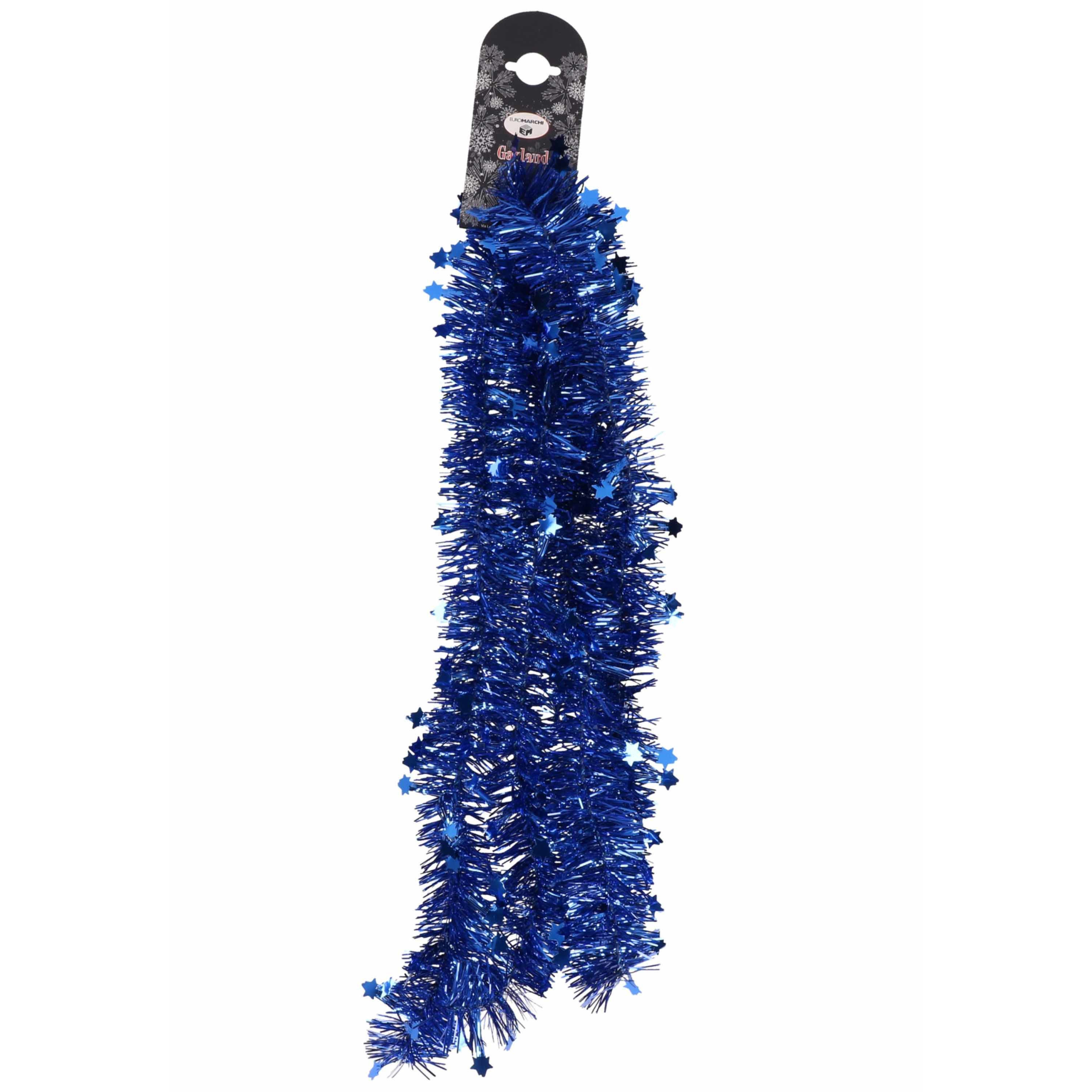 1x Blauwe folie slingers/guirlandes met sterren 200 cm -