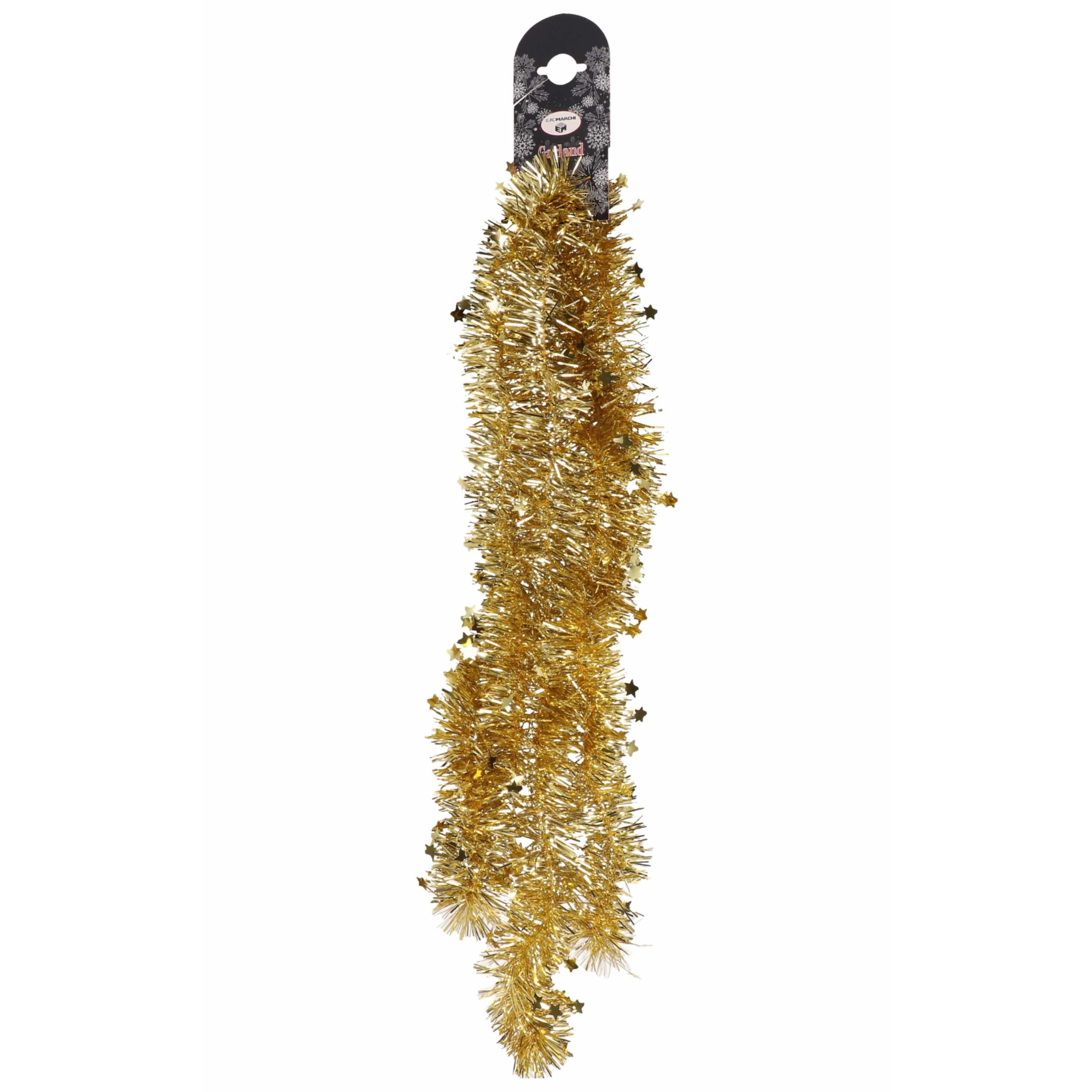 1x Gouden folie slingers/guirlandes met sterren 200 cm -