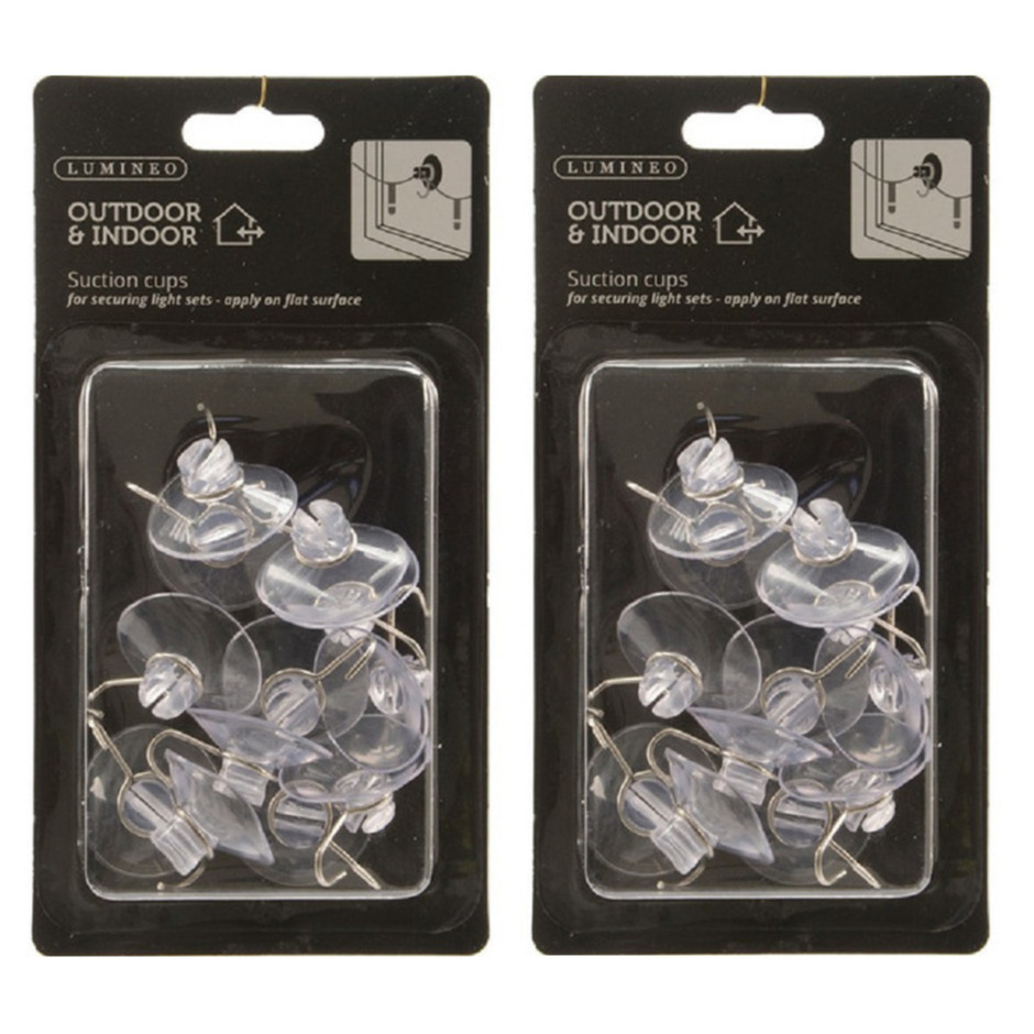Lichtsnoer zuignappen - 12x - haakjes - 3,5 cm - kerstverlichting - bevestiging -
