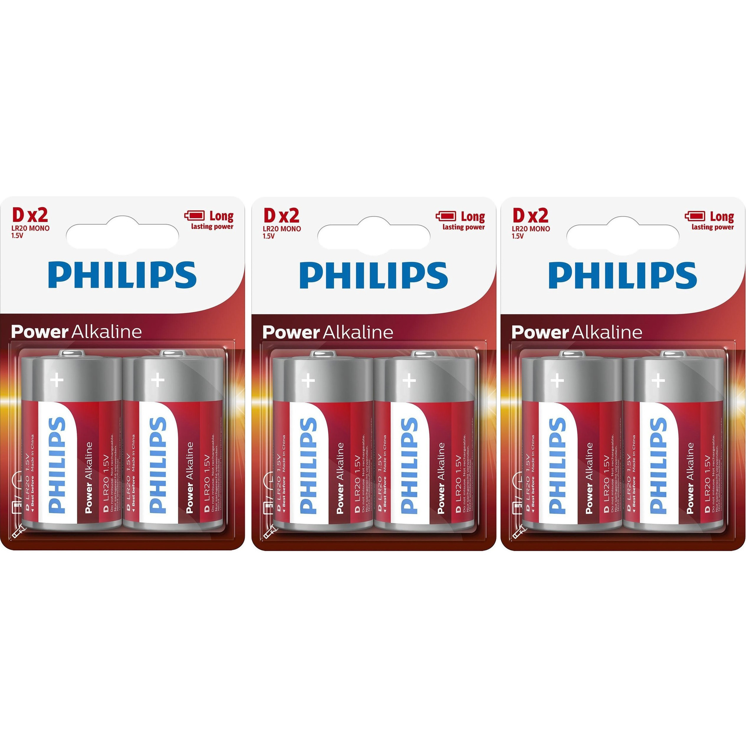 6x stuks Philips LR20 D batterijen -