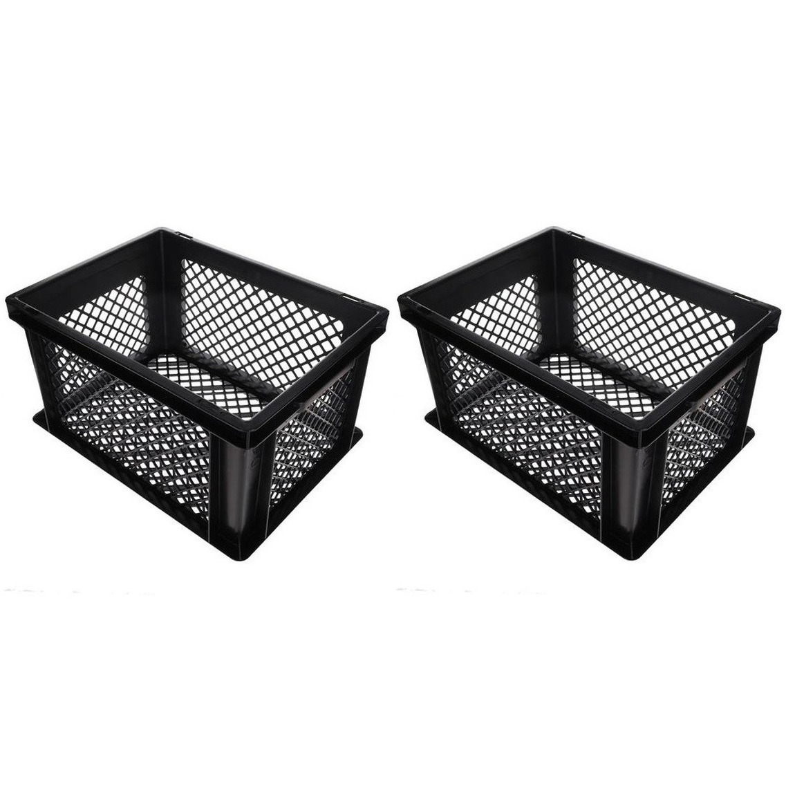4x stuks zwarte kunststof fietskratten/opbergkratten 40 x 30 x 22 cm -