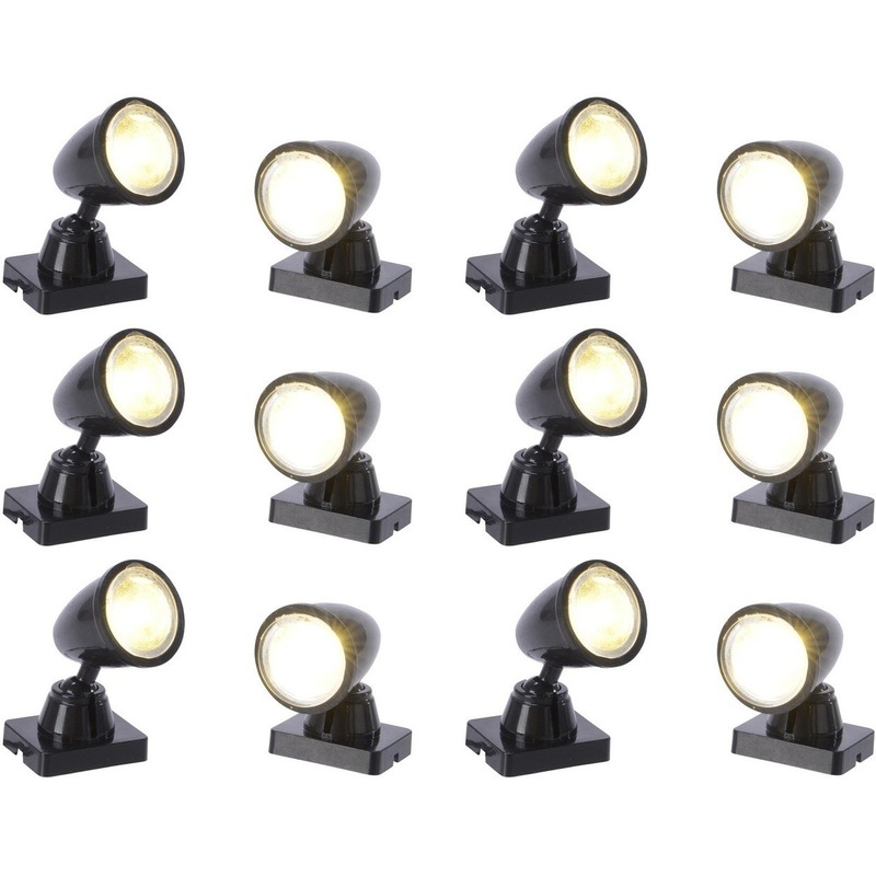 Kerstdorp verlichting - spotjes - 12x - LED - kerstdorp accessoires -
