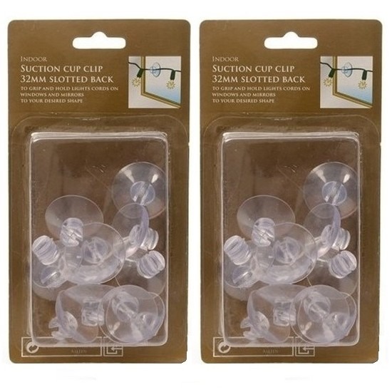 Lichtsnoer ophanghaakjes - 24x st - zuignappen - D3,5 cm - kerstverlichting ophangen -