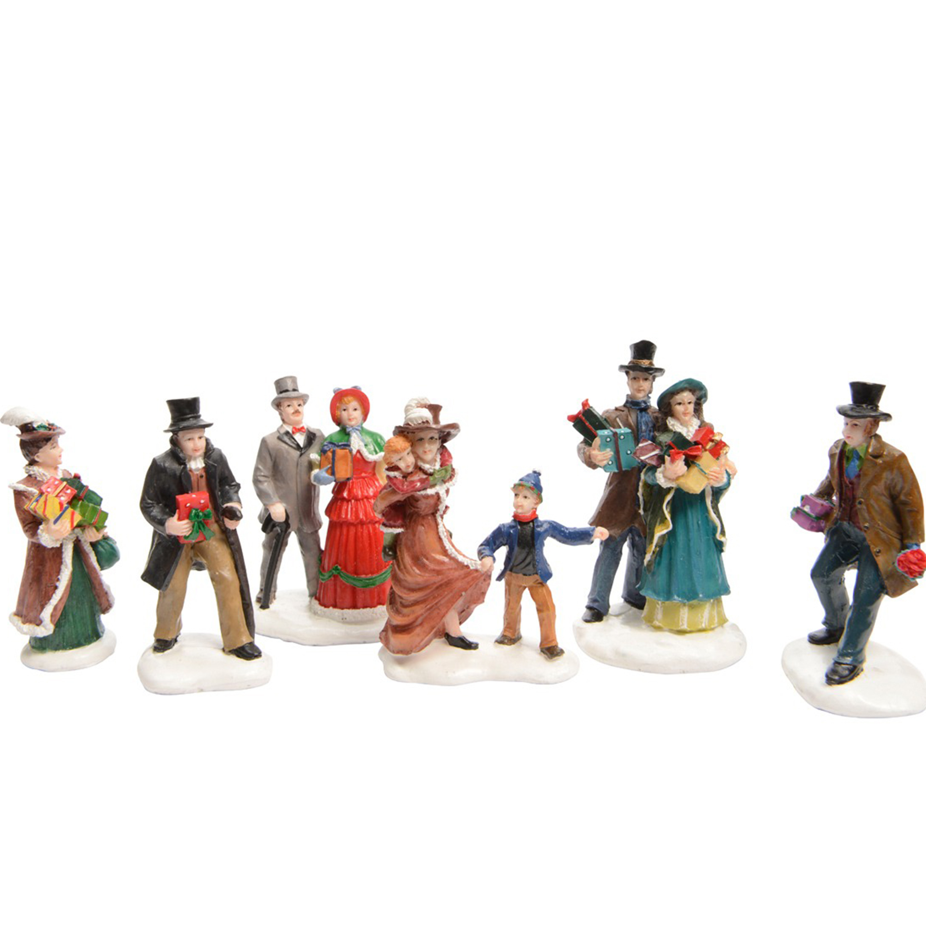 Lumineo kerstdorp accessoires - 6-delig - mensen - 3 x 4 x 7 cm - kerstdorpje onderdelen -