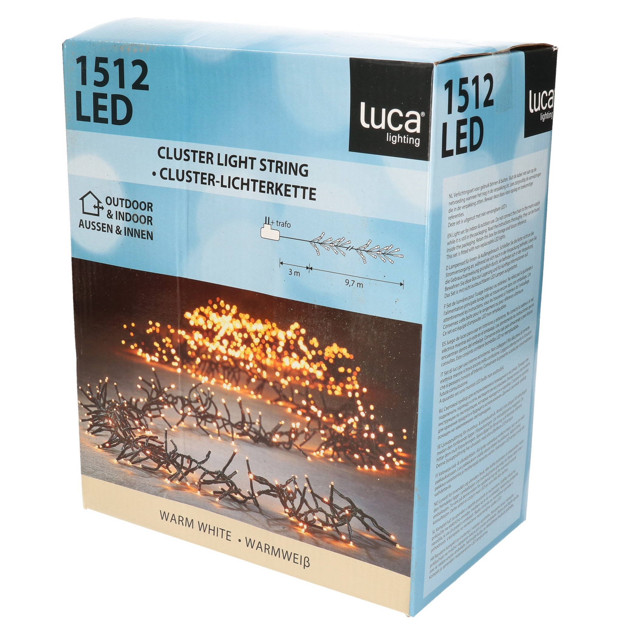 Luca Lighting Kerstverlichting - 1512 lampjes - afstandsbediening - warm wit - 9.7 m - clusterverlic -