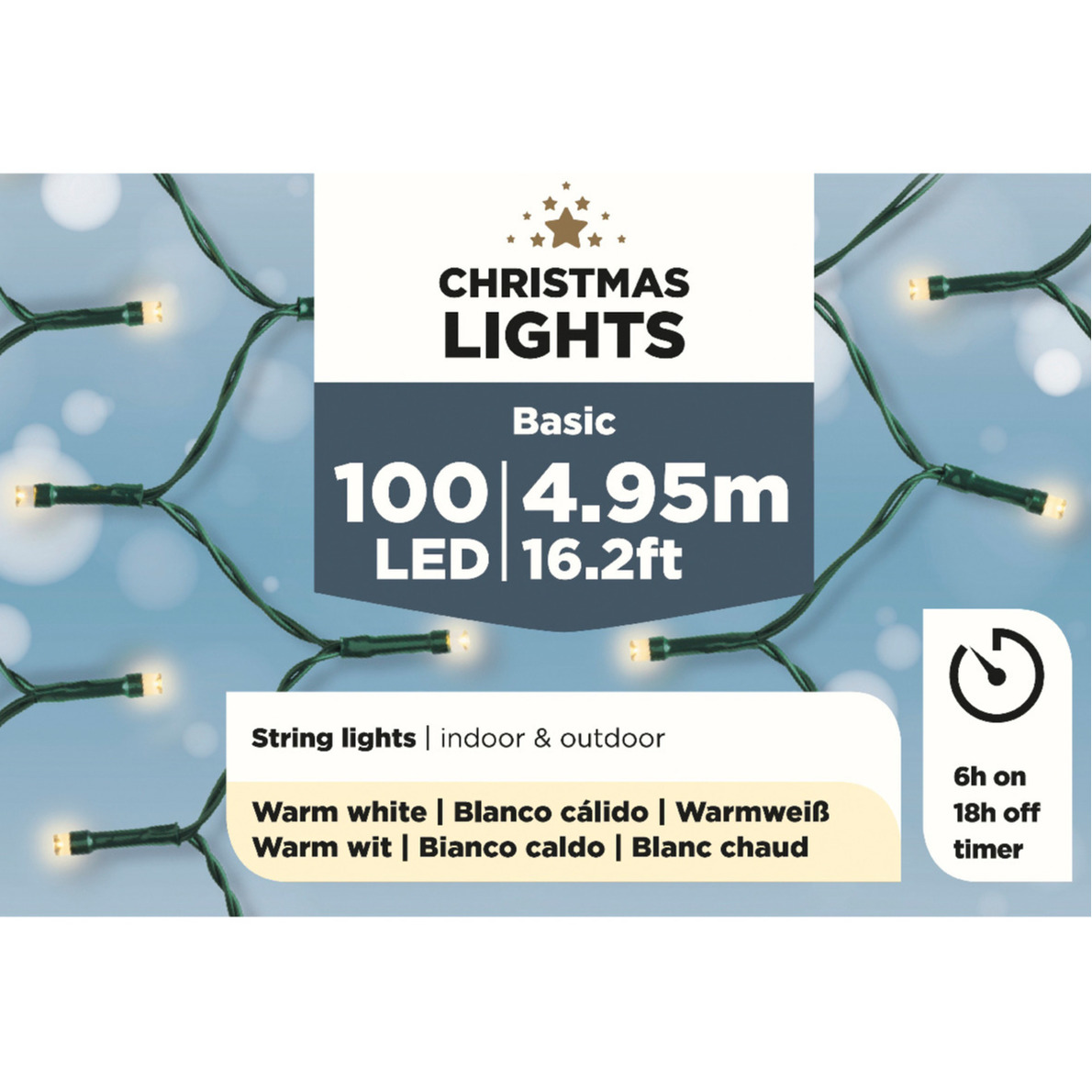 Kerstlichtsnoer - LED - warm wit - 525 cm - buiten - 100 lampjes - boomverlichting -