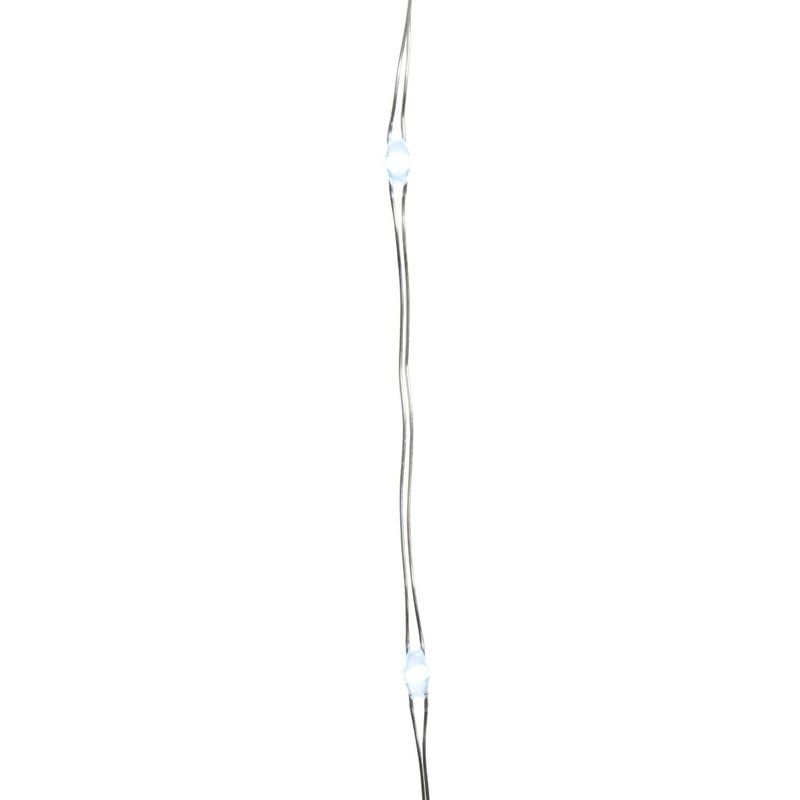 Draadverlichting - 2x - zilver - 20 led lampjes - helder wit - 95 cm - lichtsnoer - zilverdraad -