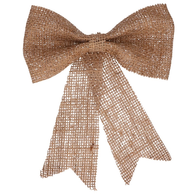 Decoris Kersthanger - strik - naturel - jute - glitters - 24 cm -