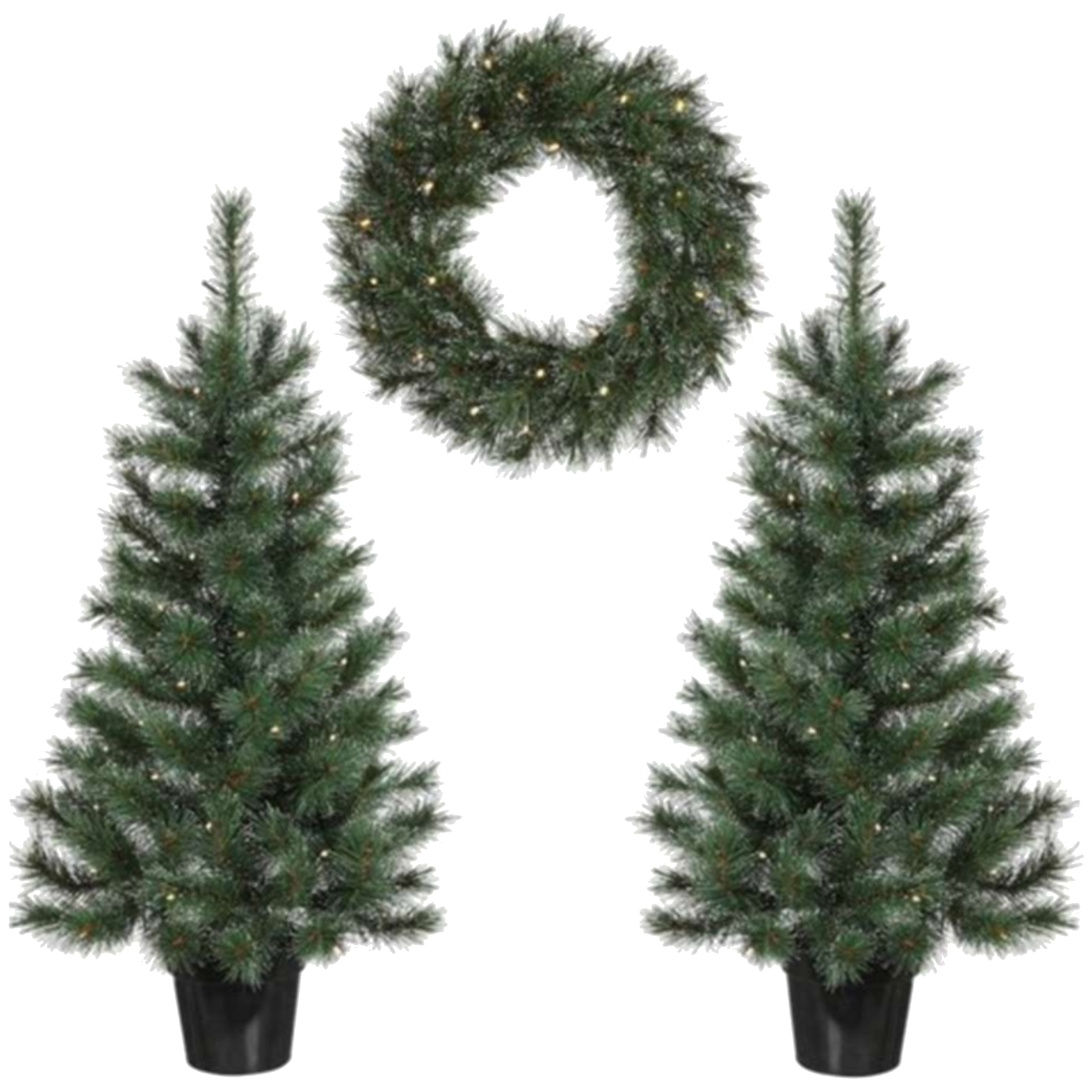 Black Box set - kerstboompjes 2x - incl. kerstkrans - groen -