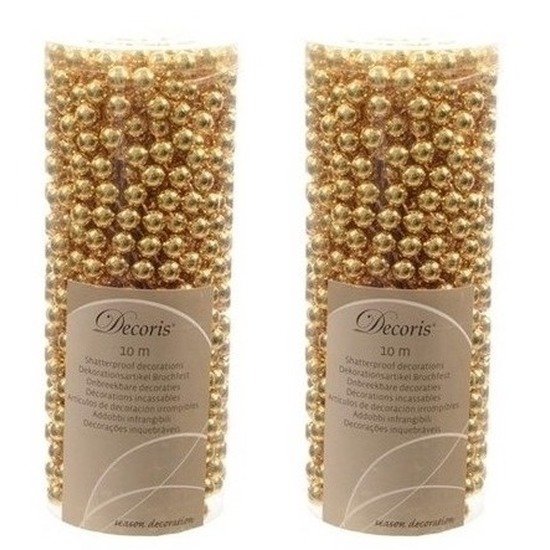 2x Kerst kralenslinger goud 10 mtr -