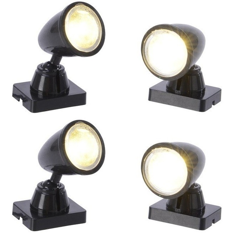 Kerstdorp verlichting - spotjes - 4x - LED - kerstdorp accessoires -
