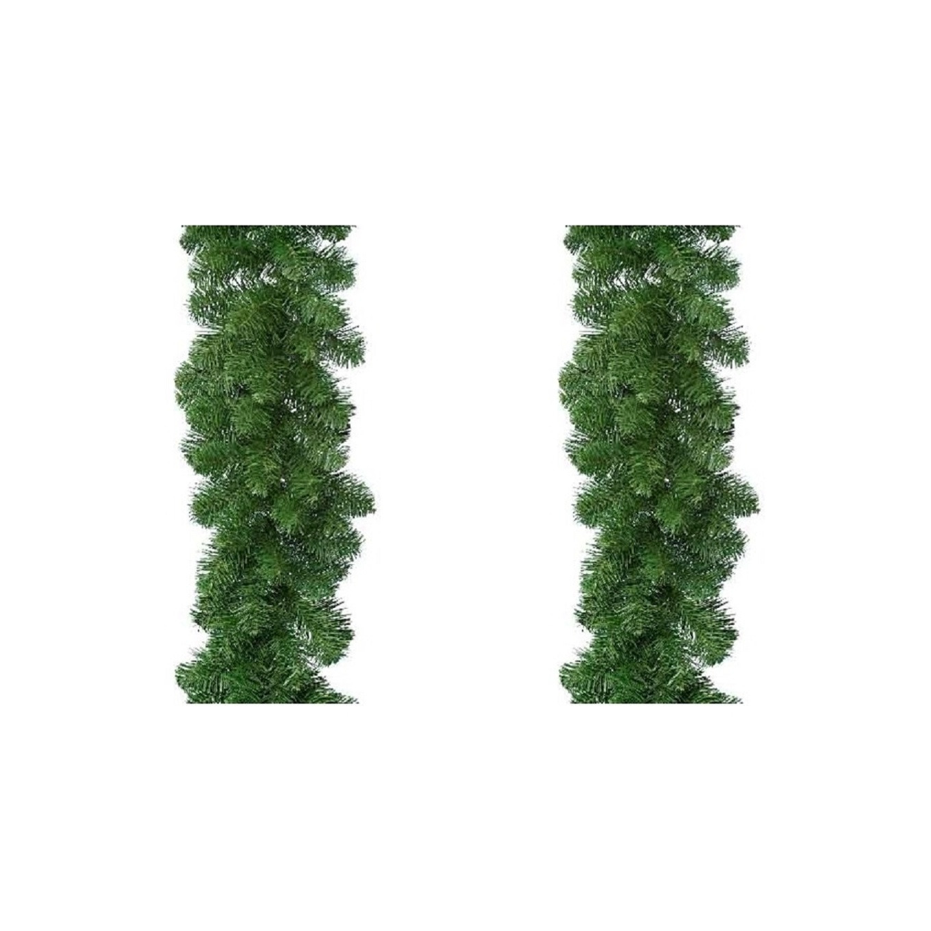 2x Groene dennen guirlande / dennenslingers 270 x 25 cm kerstdecoratie -