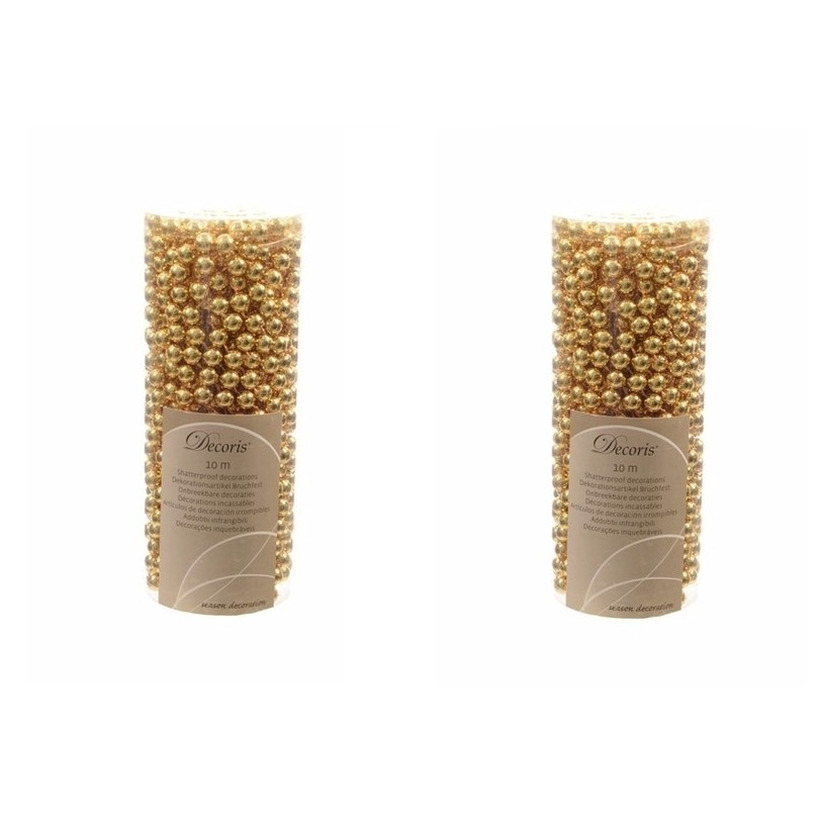 3x stuks gouden kralenslingers kerstslingers 10 meter -