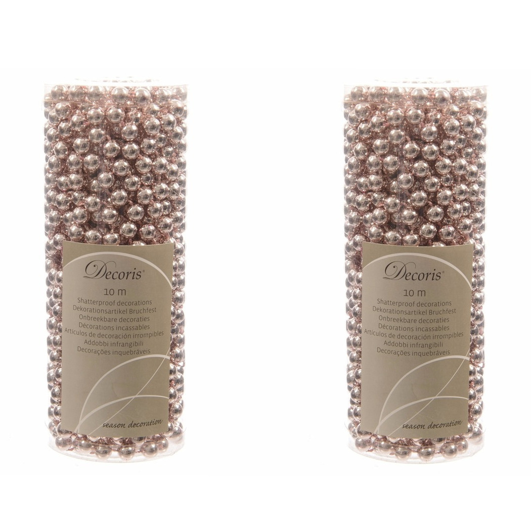3x stuks lichtroze kralenslingers kerstslingers 10 meter -